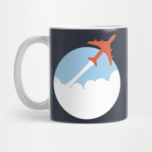 Minimalist airplane flying over the clouds Mug